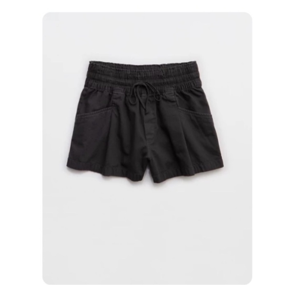 aerie High-Waist Elastic Drawstring Shorts Smoked Gray size L